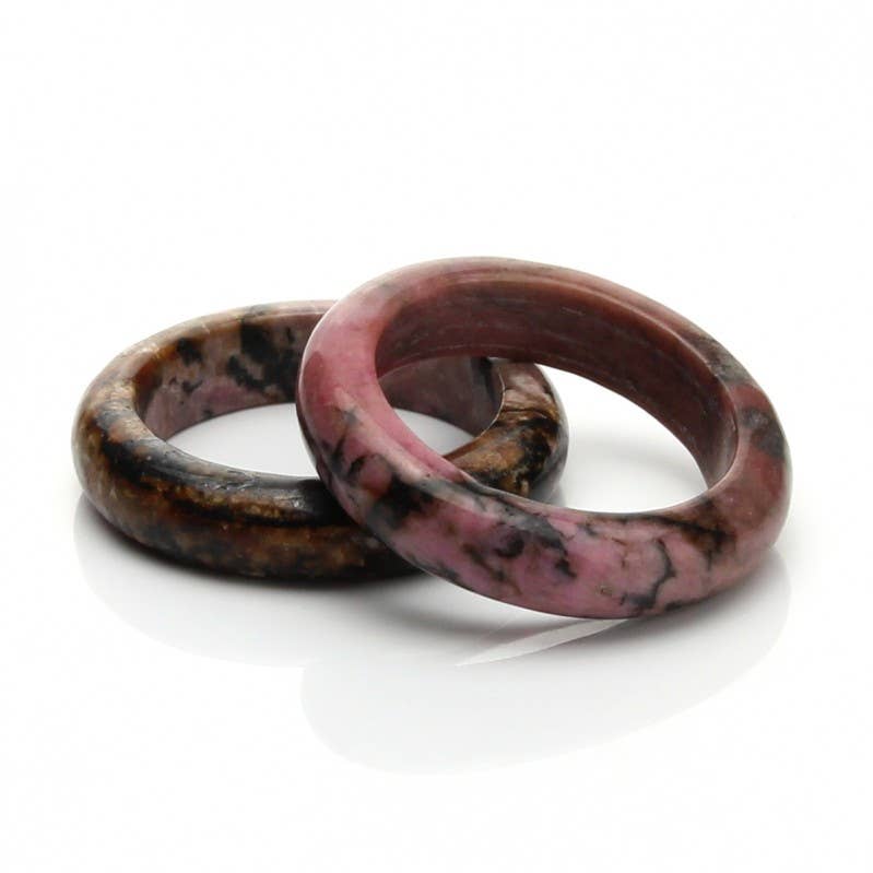 Rhodonite Natural Band Ring - US 9