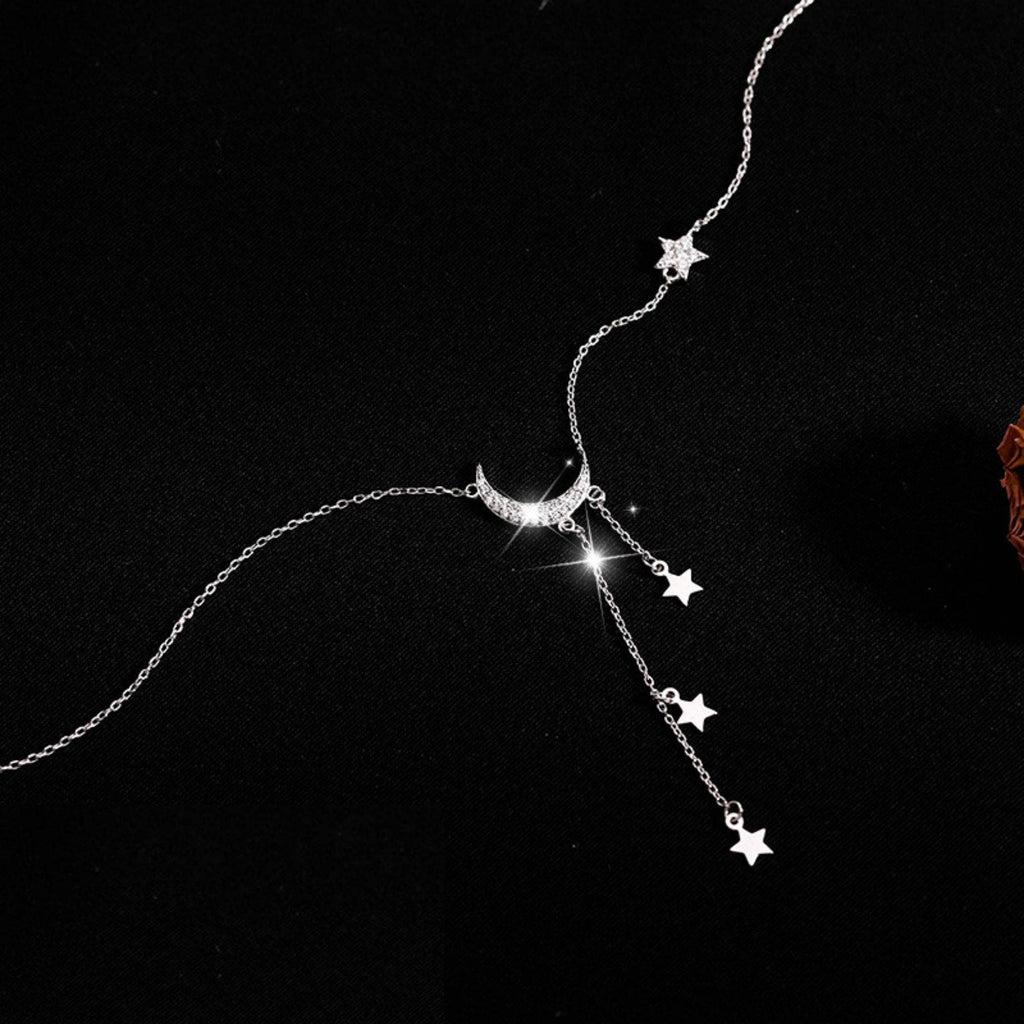 Moon Star Layered Tassel Necklace