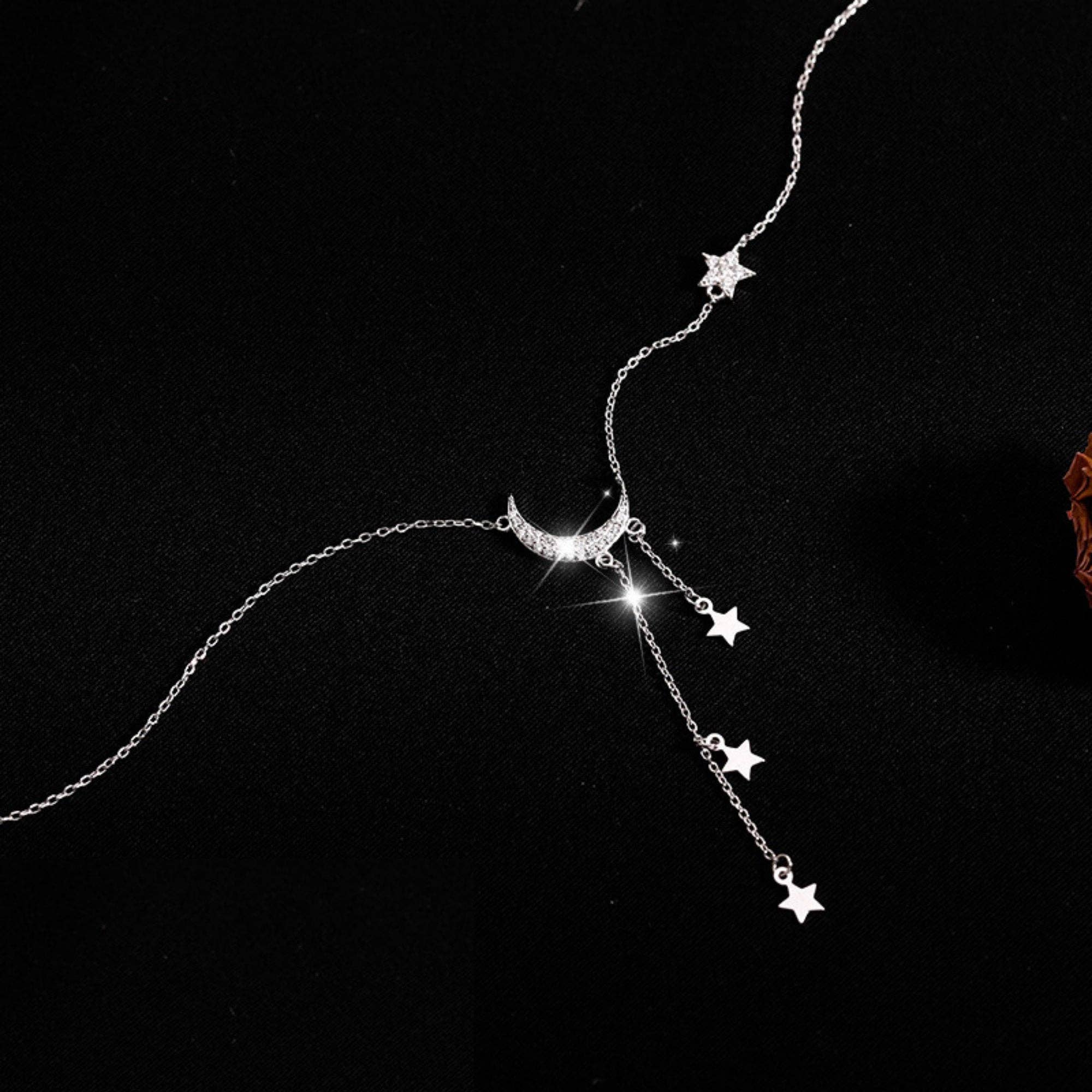 Moon Star Layered Tassel Necklace