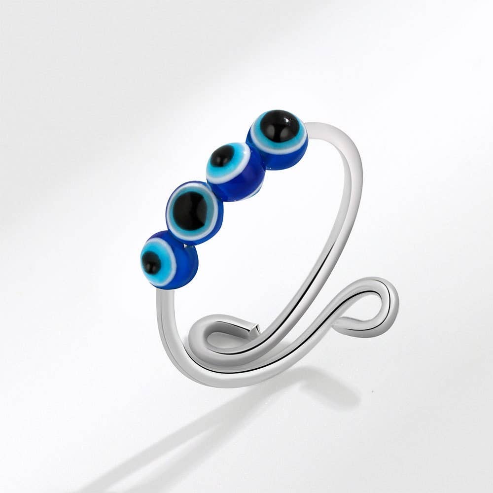 Evil Eye Fidget Spinner Stacked Ring (B)