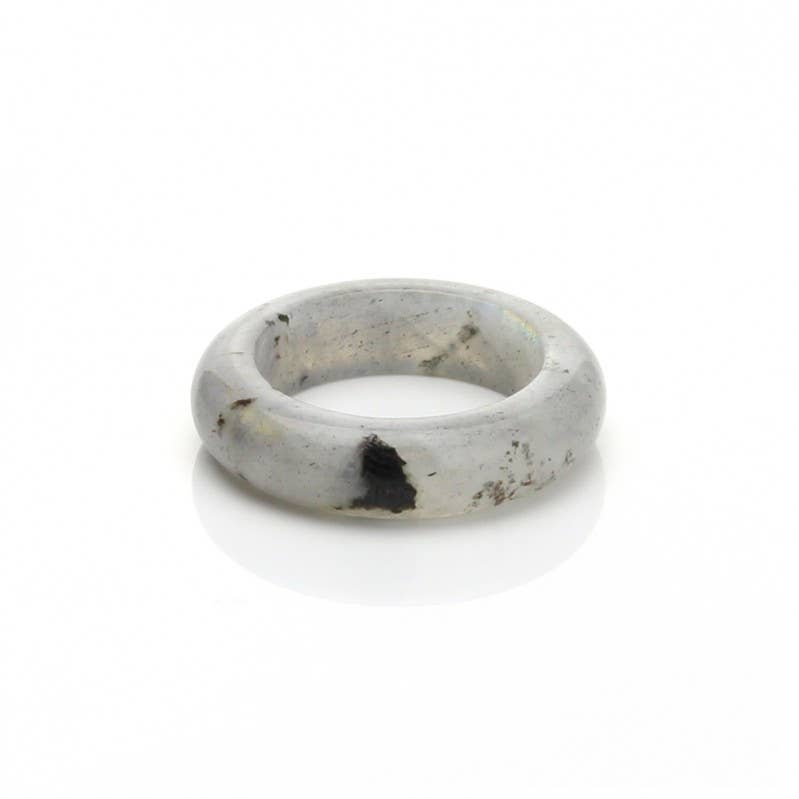 Clear Labradorite Natural Band Ring - US 8
