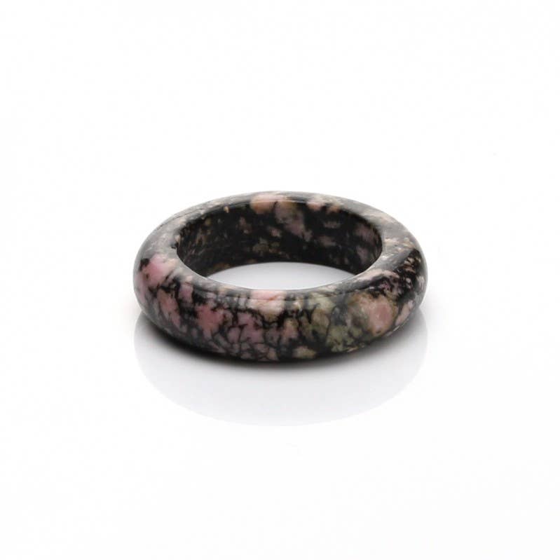 Rhodonite Natural Band Ring - US 9