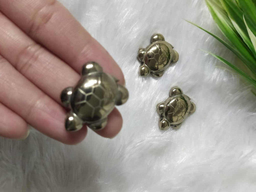 Gold Pyrite Turtle Charm