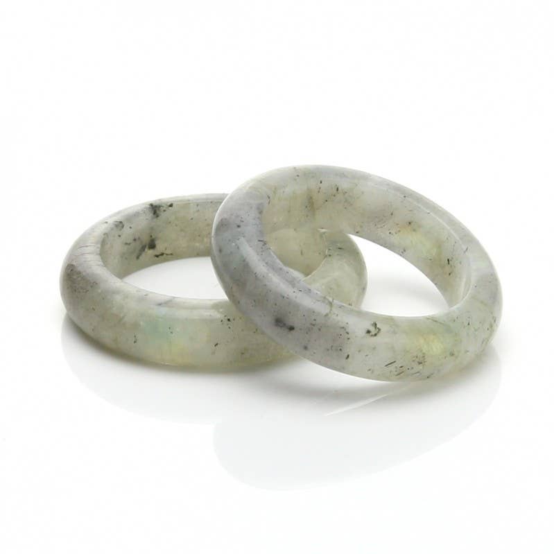 Clear Labradorite Natural Band Ring - US 9
