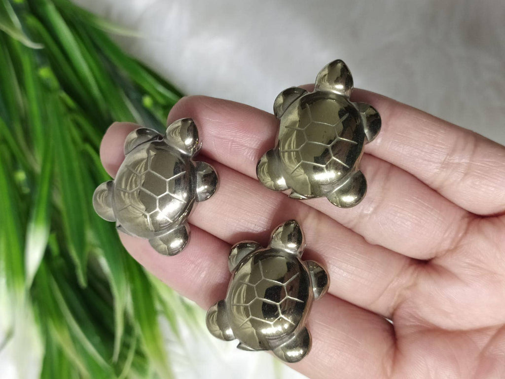 Gold Pyrite Turtle Charm
