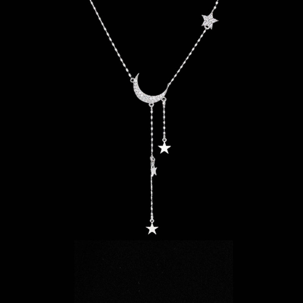 Moon Star Layered Tassel Necklace
