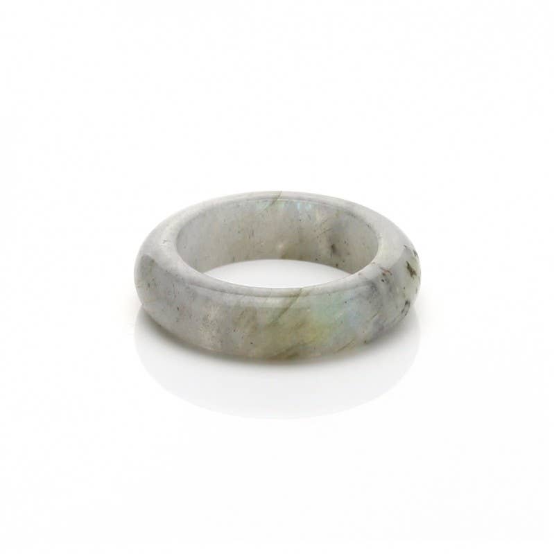 Clear Labradorite Natural Band Ring - US 7