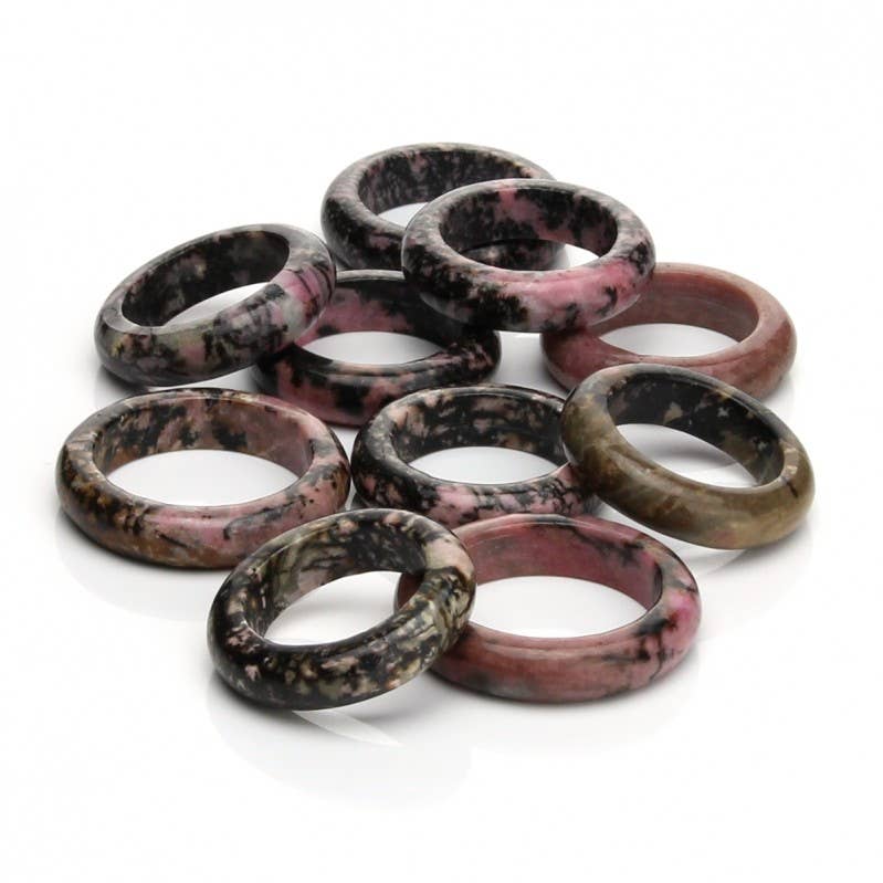 Rhodonite Natural Band Ring - US 11