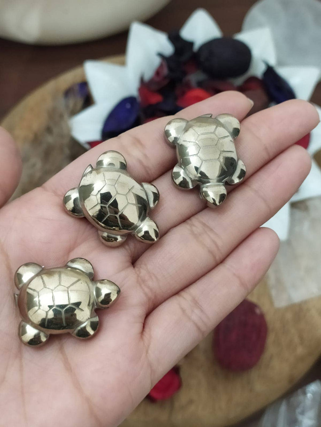 Gold Pyrite Turtle Charm