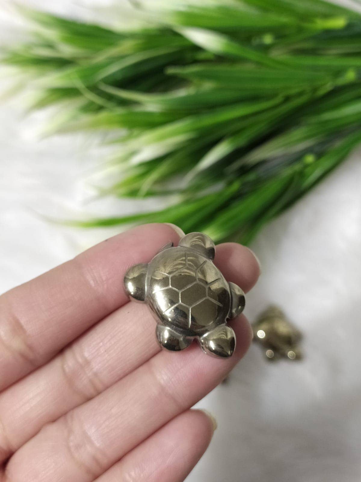Gold Pyrite Turtle Charm