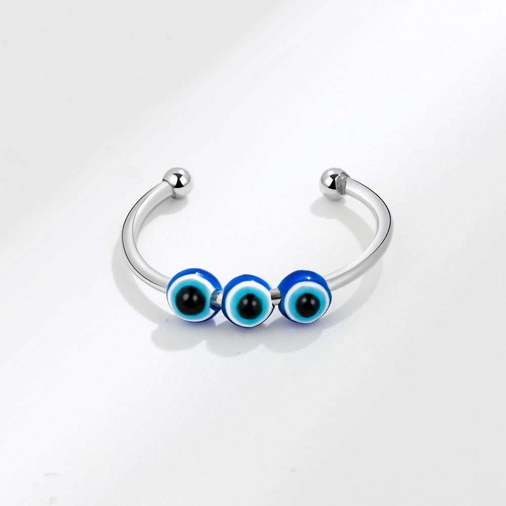 Evil Eye Fidget Spinner Stacked Ring (B)