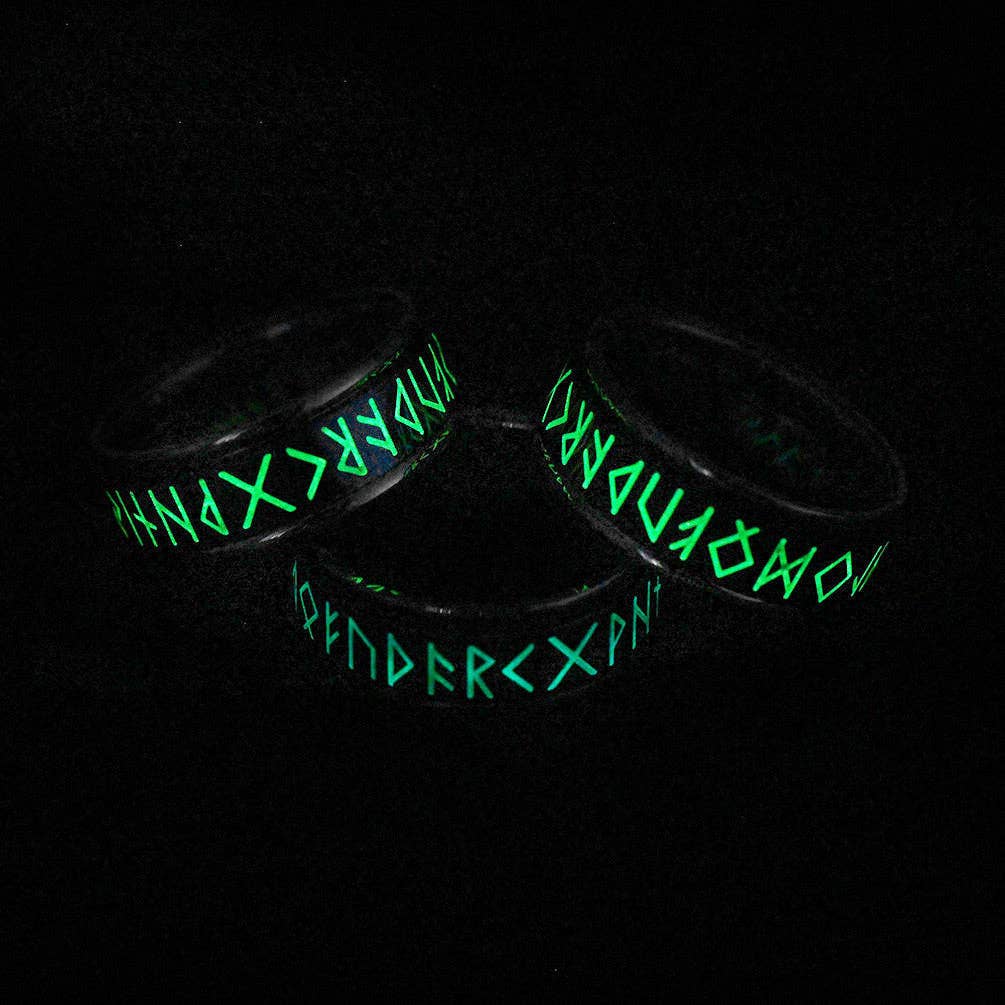 Runic Alphabet Fidget Spinner Ring (Black with Engrave - 9 US)