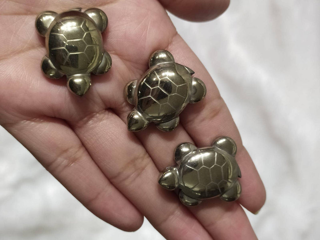 Gold Pyrite Turtle Charm